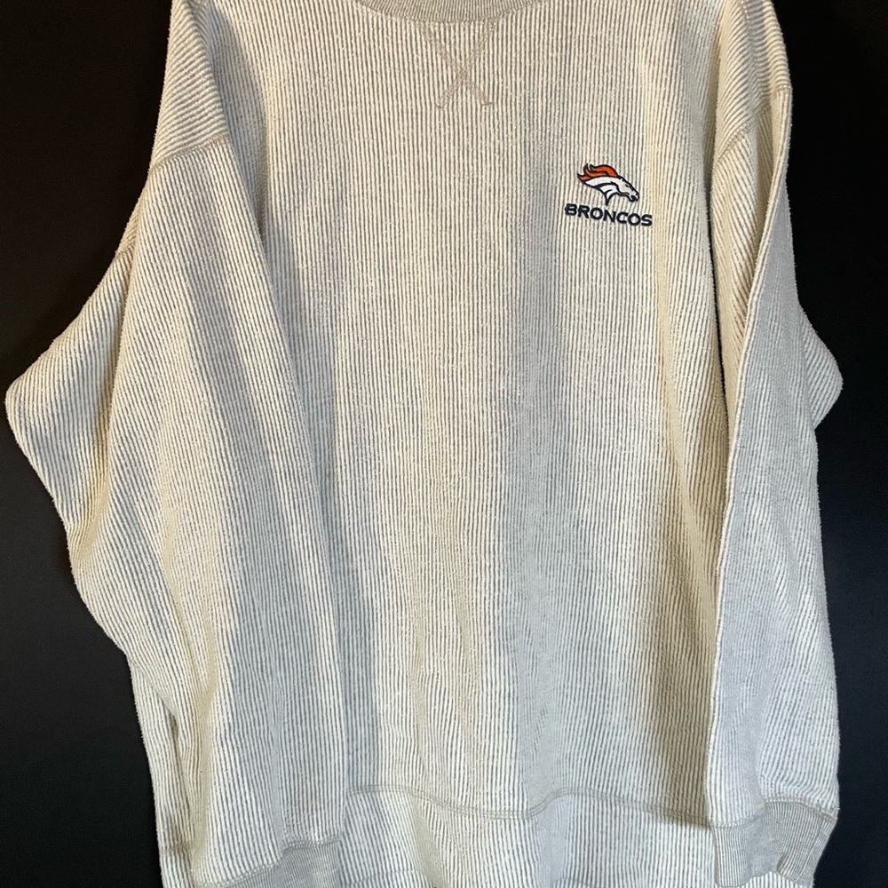 Denver Broncos White and Grey Sweater